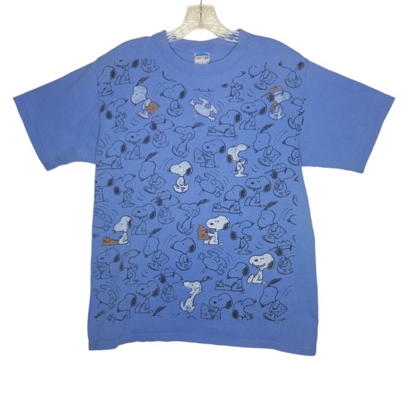 Peanuts Snoopy 90s Blue Short Sleeve T-Shirt Size Medium - Picture 1 of 5